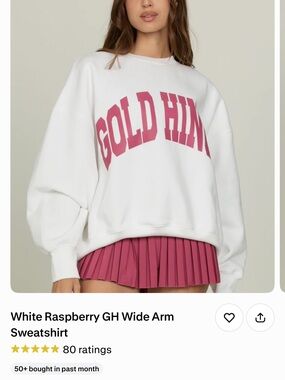 Gold Hints White Sweatshirt with Raspberry Logo